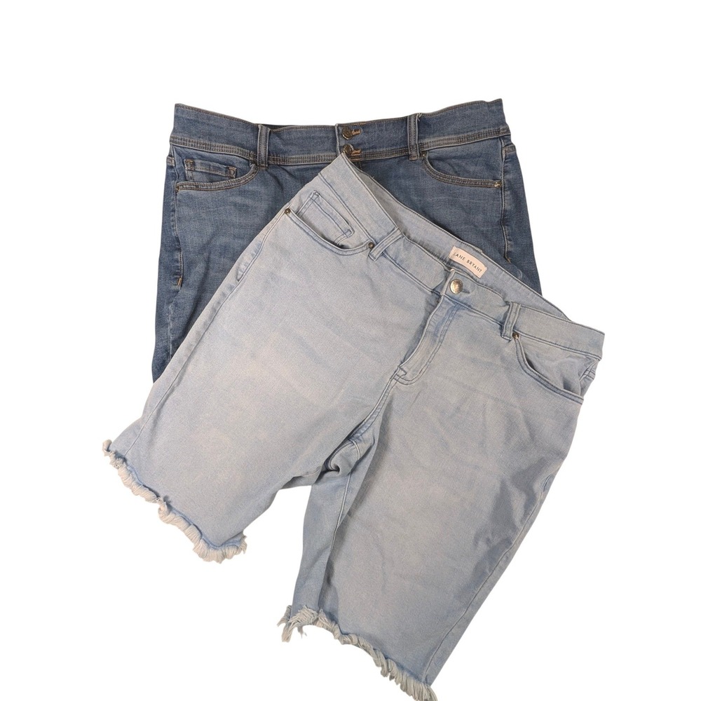 Lane Bryant Denim Bermuda Shorts‎ Lot of 2 Blue  Raw Hem Plus Size 18 Read